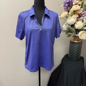 Purple Half-Zip Polo Shirt XL – Rhinestone Sparkle Golf Activewear Top